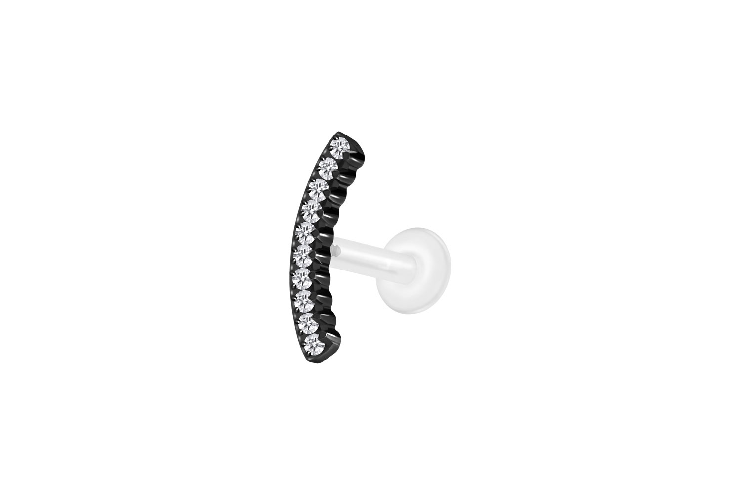 PTFE Labret Piercing mit Innengewinde + Titan-Aufsatz KRISTALLBOGEN
